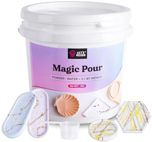 LET'S RESIN Resin Casting Powders 3000g, Fast Cured Casting Resin Kit for Beginners, 20~30 Minutes De-Mold, Water Activated Plaster Powder Kit for Molds, Easy Mixing & Self Leveling