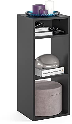 KOMTO Regal Schwarz - Bücherregal Klein, Standregal, Würfelregal, Nachtisch, Büroregal 33,8 x 30,7 x 80,4 cm Bücherschrank RIM2 für Kinderzimmer Regal Wohnzimmer