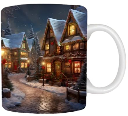 Teksome Weihnachtstasse, festliche Feiertagstasse mit -Malerei, Malerei-Tischdekorationen, Weihnachts-Kaffeetassen für Abendessentischdekorationen, Weihnachtsfeierzubehör und Geburtstag