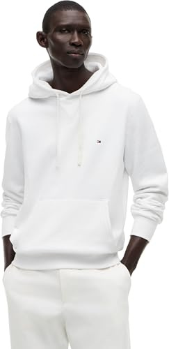 Tommy Hilfiger herr ESSENTIAL FLEECE HOODY MW0MW37230, pullover huvtröja, vit, XXXL, Vit (vit), 3XL stor