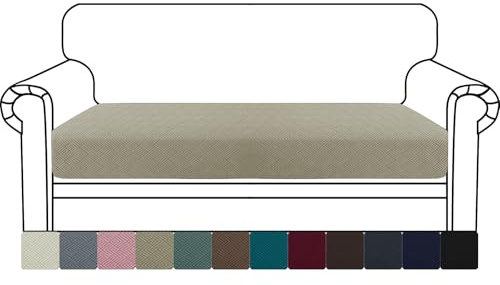 YSTELLAA Copriseduta Divano Elasticizzato, Copricuscino Divano Universale, Fodera Cuscino Seduta Antiscivolo, Lavabile, Super Morbido, 2 Posti, Cachi