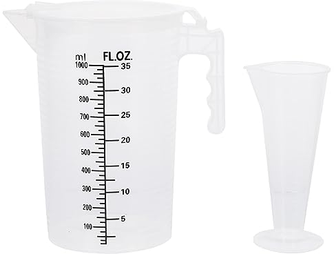 Alipis Jarra Medidora De Plástico 2 Unidades 1000 Ml 100 Ml Jarra Medidora Graduada Cilindro Vaso Cónico Dispensador De Botella De Líquido Para Químicos De Laboratorio Fluidos