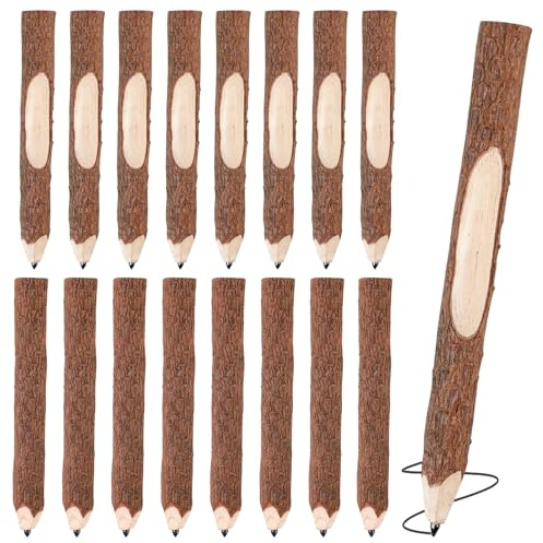 BORDEAG Ramita Lapices Madera, 16 Piezas de Lápiz Color Natural, 13cm de Longitud, Lápices HB de Rama para Regalo de Papelería, Regalo de Fiesta, Material Escolar, Escritura, Bocetos, Dibujo