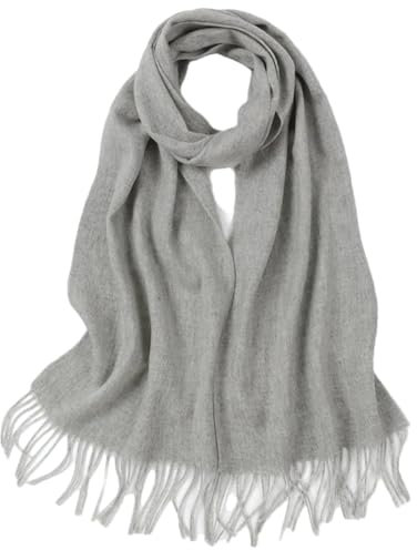 Kaschmir-Schal für Damen und Herren, einfarbig, lang, Kaschmir-Schals, hellgrau, One size