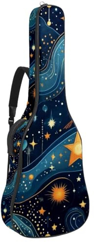 Gitarrentasche, 104 cm, doppelter verstellbarer Schultergurt, Akustikgitarre, Gigbag, blaues Galaxie-Konstellations-Gitarrenkoffer, wasserdichtes Oxford-Gewebe, dicker Schwamm, Blaue