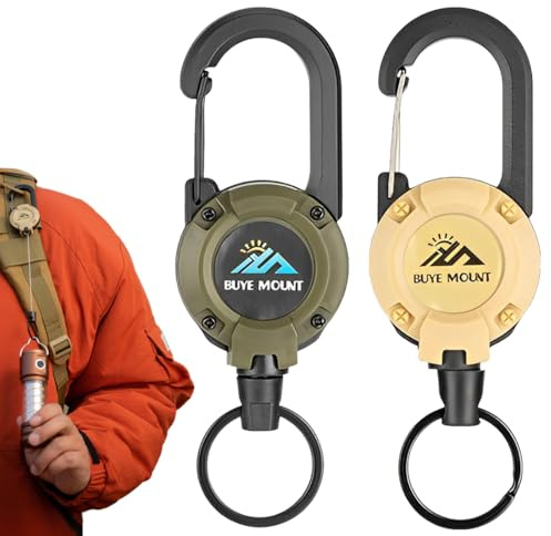 Llavero retráctil resistente, 2 unidades, cordón retráctil con cordón de acero de 60 cm para soporte de identificación, tarjetas de identificación, tarjetas