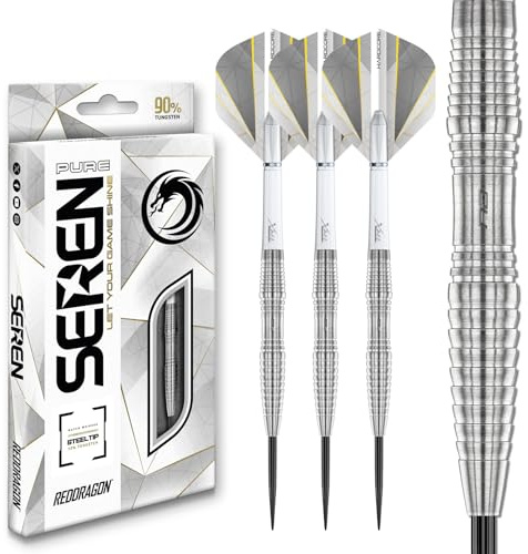 RÖDA DRAGON Darts – Seren Pure 3 24 g – 90 % volfram professionellt stålspetspilset med dartflygningar och dartaxlar (stammar)