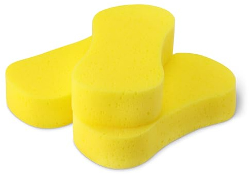 Amazon Basics Jumbo Sponges for Car Cleaning, Washing and Windows, Yellow, Pack of 3
