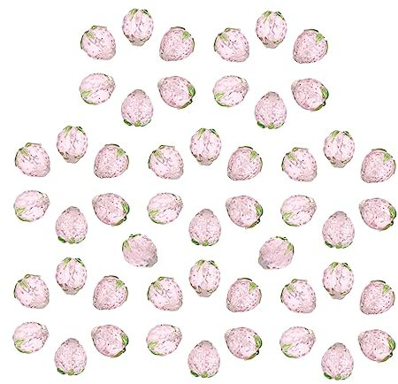 JEWEDECO 50 Piezas Cuentas De Fresa De Cristal Cuentas De Fruta Para Bricolaje Suministros Para Hacer Pulseras Sueltas Para Joyería Decoración De Fresa