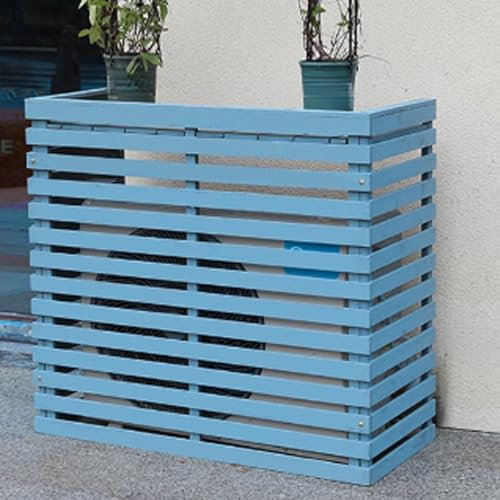 GUQASDV Copri Condizionatore Legno, Copricondizionatore per Esterno, Copertura da Esterno per Motore Condizionatore Manutenzione Senza Sforzo for Bidone della Spazzatura(Blauw,85x35x80cm)