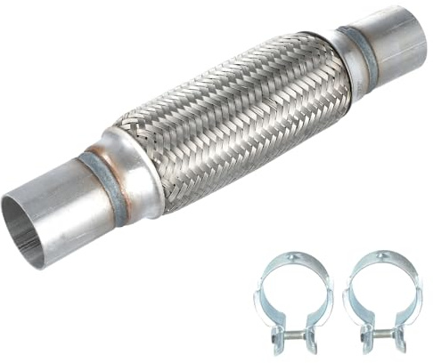 Flexible Exhaust Pipe 45 x 200/300mm Clamp-on Flexi Tube Joint Stainless Steel Flexible Tube Repair Universal Type for Heavy Duty and Cars