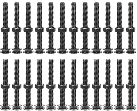 QUARKZMAN Boulons À Tête Ronde Et Collet Carré M8x65mm Avec Écrous Et Rondelles, 25Ensemble 304 Acier Inoxydable Boulons À Tête Ronde Et Collet Carré, Noir