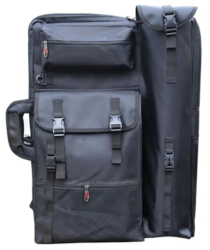 ZIHDKE Kunstmappe Tragetasche Regenfeste große Künstlertasche A2 Art Portfolio Rucksack A2 Zeichenbrett Künstlerbedarf Tasche Reise Tragbare Kunsttasche for Künstler(Black)