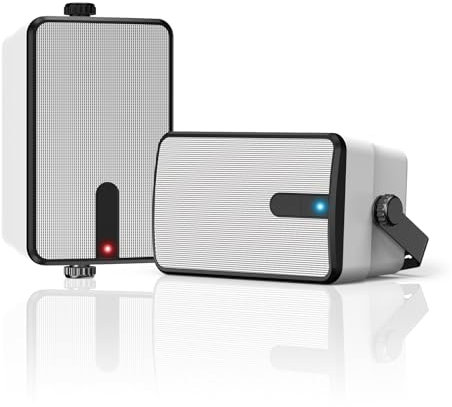 Plyee Audio 250W Altoparlanti Bluetooth Esterni, Sincronizzazione Wireless tra Altoparlanti, IPX5 Impermeabile, Montaggio a Parete per Patio, Veranda, Gazebo, Garage, Confezione da 2 (MZ-632)