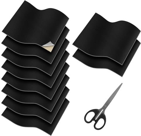 APOMOONS 10 Stück 20×30cm Kunstleder Selbstklebend, Lederreparaturset Schwarz Leder Reparatur Lederflicken Selbstklebend Selbstklebendes Kunstleder Reparieren für Couch Autositz Möbel Leder Reparatur