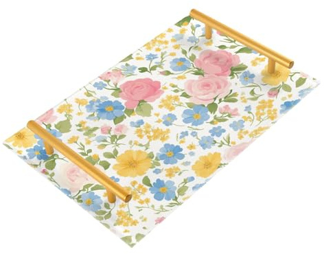 Hermosas bandejas de comida decorativas con asas para servir bebidas para joyas, perfumes, servicio de alimentos, charolas para servir café