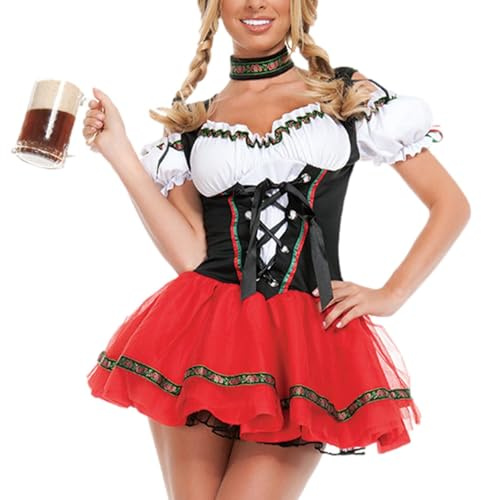 Tyska dräkter för kvinnor | 3st Klänning Dirndl Klänning Kostym för kvinnor,Traditionella bayerska Oktoberfest kostymer Halloween Carnival