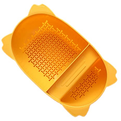 Yellow Plastic Drain Basket Strainer - Over Sink Colander & Storage Rack for Kitchen, Small Drainer Filter, Sink Organizer, Durable Sink Grate & Drying Basket