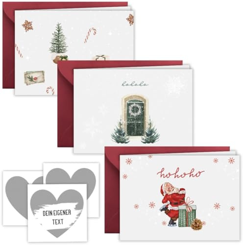 Rubbelkarten Weihnachten 3er Set – Rubbellose zum Selbstbeschriften mit weihnachtlichen Motiven – Gutschein Geschenkidee als Überraschung zu Weihnachten (Klappkarte Quer mit Umschlag)
