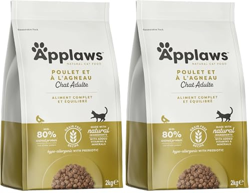 Applaws Nourriture Sèche Naturelle sans Grains et Complète au Poulet pour Chats Séniors - Sac Refermable de 400g (Lot de 2)