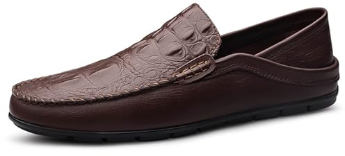 Penny Loafers for män Handgjorda körskor i mockasin Slip-On Comfort Båtstil Casual Skor(Brown,39 EU)