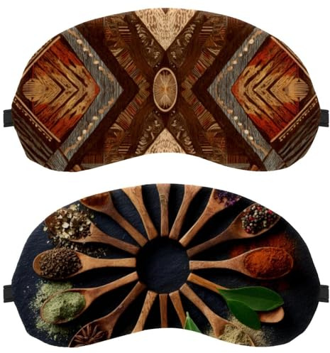 Colourful Various Herbs Spoons 2 Pieces Light-Blocking Soft Breathable Eye Masks Sleep Mask Eye Patch