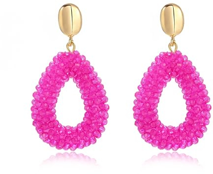 Boho Ohrringe hängend für Damen,Tropfenförmige Reisperlen Leichte Ohrringe Eleganter Hingucker für Frauen Modischer Schmuck
