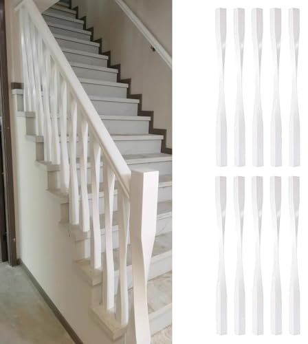 Balustres d'escalier Blancs en Bois, poteaux de Balustrade à barreaux d'escalier à Montage au Sol, poteaux de Garde-Corps d'escalier intérieur, colonnes de barreaux de Rampe d'escalier (10 p