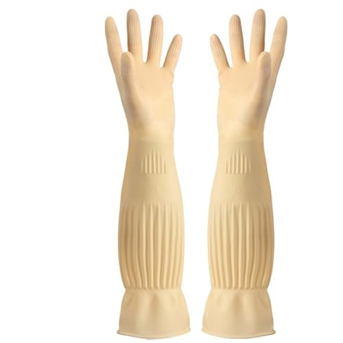 gummihandskar, Förlängda diskhandskar Diskhandskar Hushållstvättar Köksrengöringsverktyg(45cm Yellow,S)
