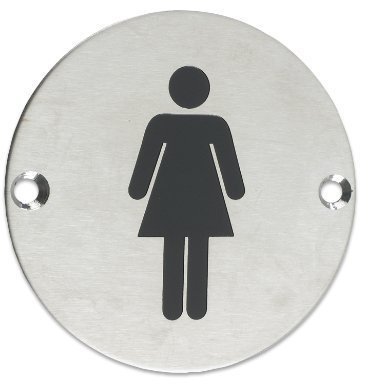 ZSS02SS Female Toilet Sign Sex Symbol 76mm Dia Satin Stainless Steel from The Door Handle Store