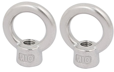 sourcingmap Lifting Eye Nut M10 Female Thread 47.6mm Height 304 Stainless Steel Round Shape for Rope Fitting Pack of 2