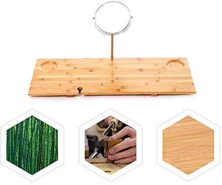 XXIOJUN-Badewanne Caddy Früher Badewannenablage Bambus Glatt Kein Grat Slot for Rotweinglas Mit Duschspiegel Mit Rutschfester Dichtung Natürlicher Bambus (Color : 1picees, Size : 76x28cm)