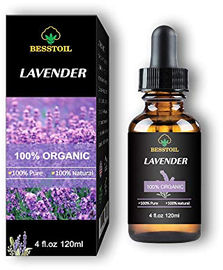 Aceite Esencial de Lavanda Orgánica - 100% Puro, Natural, Sin OGM, Grado Terapéutico para Difusor de Aromaterapia - Cuentagotas de Vidrio Premium (120ml)