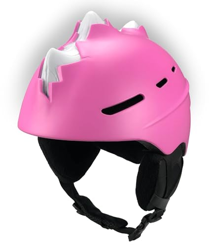 Crazy Safety Bone Spike Skihelm | Skihelm Kinder & Jugendliche für Snowboard | Snowboardhelm | Skihelm Damen Herren | Verstellbarer Multisporthelm | Größe L 58-61cm (Neon Pink)