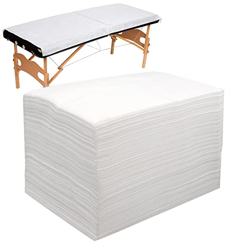 Tvvcalk 100pcs Massage Table Sheets, Disposable Bed Sheets Soft Non woven Fabric Spa Bed Sheets Breathable For Massage Beauty Salon Eyelash Wax Tattoo Bed Covers, 31 x 71 White