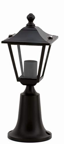Licht-Erlebnisse Rustikale Wegeleuchte Schwarz 37cm IP44 E27 Aluminium Sockelleuchte außen Garten Terrasse YILAYA