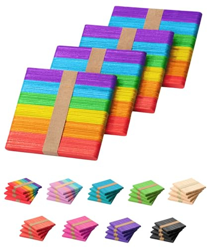 Mr. Pen Palitos de paleta de colores, palitos de madera de colores arcoíris para manualidades, paquete de 200, 4.5 pulgadas