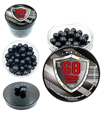 Rubber Balls in 68 Caliber 100 x Premium Quality Hard Rubberballs Powerballs Paintballs for Self Home Defense Pistols balles en Caoutchouc .68 Cal.