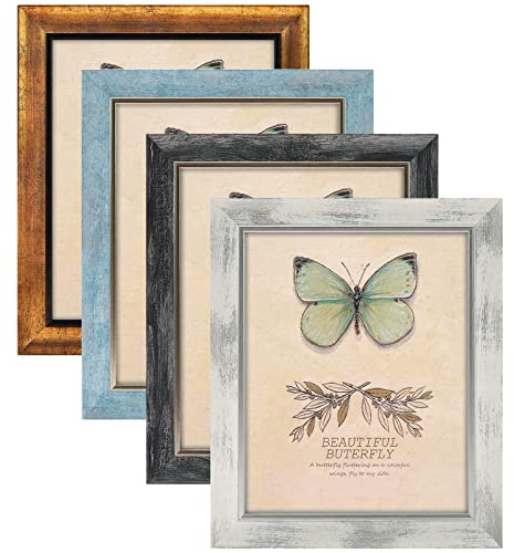 8x10 Picture Frames Set of 4,25.4x20.3cm Rustic Retro Photo Frame with HD Plastic Cover,Wall Mount and Tabletop Display,Family Friends Wedding Gift