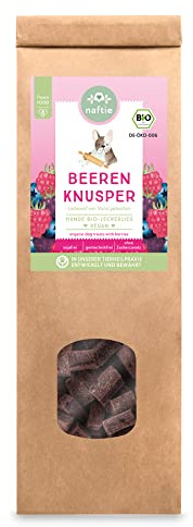 naftie Bio Beeren Knusper Hundekekse Leckerli vegan - 150g | purinarm, handgebacken, Beerenobst, ohne Zucker, nur für artige Hunde