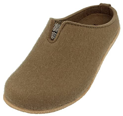 HAFLINGER Blizzard Visby Filzpantoffel Hausschuh Gummisohle Oliv (Erde 66), Gr. 38