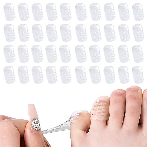 40pcs Silicone Toe Protectors Breathable Gel Toe Caps Anti-Friction Toe Protectors for Women Men Silicone Toe Cover Protector with Holes for ingrown toenails Corns calluses blisters