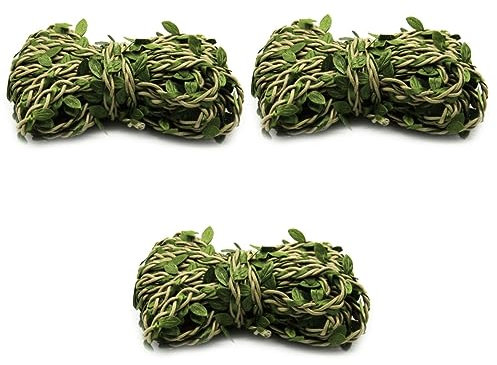 Abaodam 3stücke Künstliche Rattan-Girlande Mit Grünen Blättern Bastelmaterial Khakifarbenes Seil Für Individuelle Dekorationen Für Armbänder Halsketten Und Hochzeitsfeiern