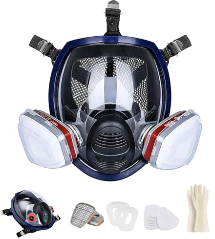 Sumeber Maschera respiratoria riutilizzabile con filtro | anti-appannamento, anti-gas, anti-polvere, maschera antigas, maschera antigas, ideale per verniciatura, lavorazione del legno, costruzione,