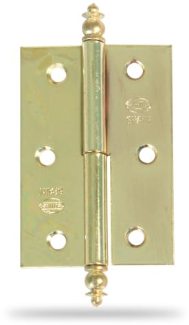 Amig - Pack de 2 Bisagras para muebles - Apertura mano Derecha - Acero Latonado - 60 x 41 x 1,2 mm - Desmontable, Canto Cuadrado y Sin Remate