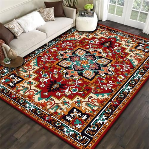 PEIHUODAN Tappeto Salotto Orientale Persiano Pelo Corto - Tappeti Soggiorno Tappeto in Stile Marocchino Bohémien - Astratto Multicolore Tappeti Camera da Letto - Tappeti Salotto (Colore1,160x230cm)