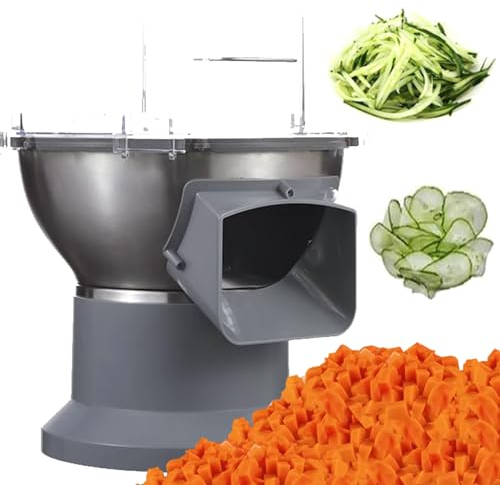 Quixnova Hachoir à légumes électrique Commercial Automatique, Machine de découpe de légumes, trancheuse de Fruits – 6 Filets de Couteaux à découper, 1 Lame à trancher et 1 Lame à Julienne