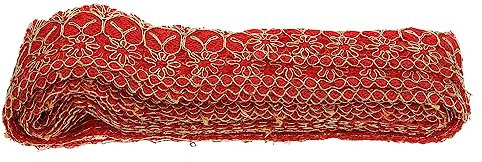 1Stk Stickerei Spitze Gardinenband selber machen Tüllband Schleife Vorhang bestickte Spitze Nähband für Kleidung Mode schmücken dekorativer Streifen Polyester rot