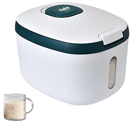 Dispenser di riso - Dispenser per cereali da 5 kg/10 kg, distributore di riso di grande capacità | Contenitore ermetico per la colazione con misurino per organizzare casa, cucina e dispensa,