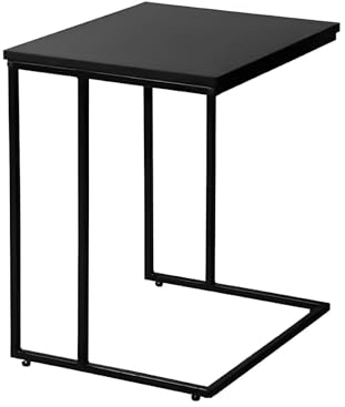 Eiauiuo Beistelltisch Laptoptisch C-Förmiger Design Metall Gesamt Rechteckig Couchtisch Sofatisch Industrie-Stil Wohnzimmertisch Nachttisch Schlafzimmer TV-Tabletttisch 50x39.5x55cm (Color : Schwarz